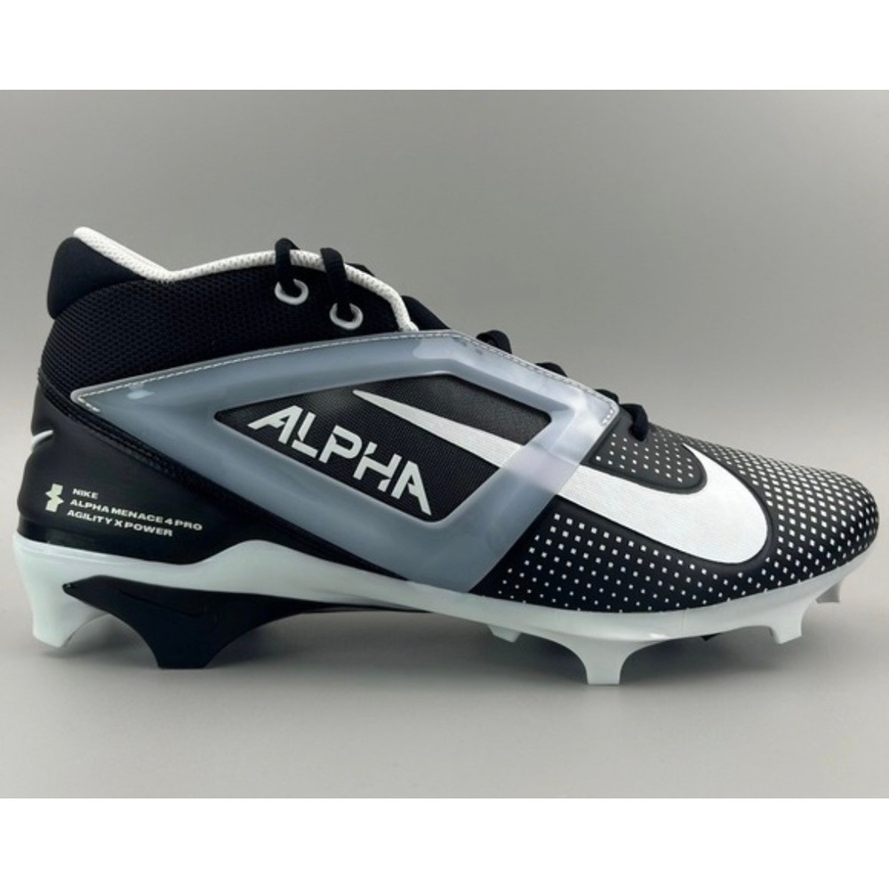 NEW Nike Alpha Menace 4 Pro Agility‎ X Power Football Cleats Black White US 14